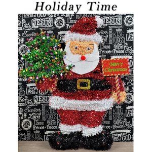 Holiday Time Christmas 20" Tinsel Hanging Santa NWT